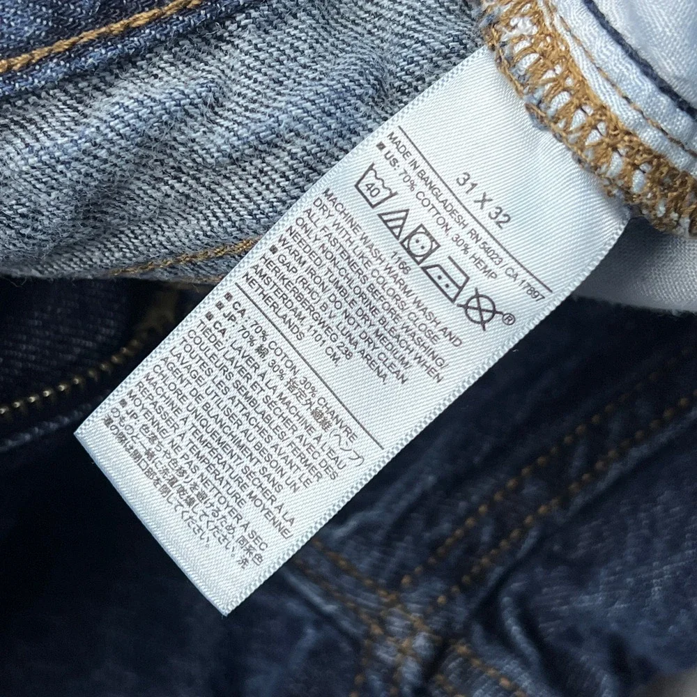 Banana Republic 90s Straight Fit Jean Mens 31x32* Blue Dark Washwell Hemp Indigo